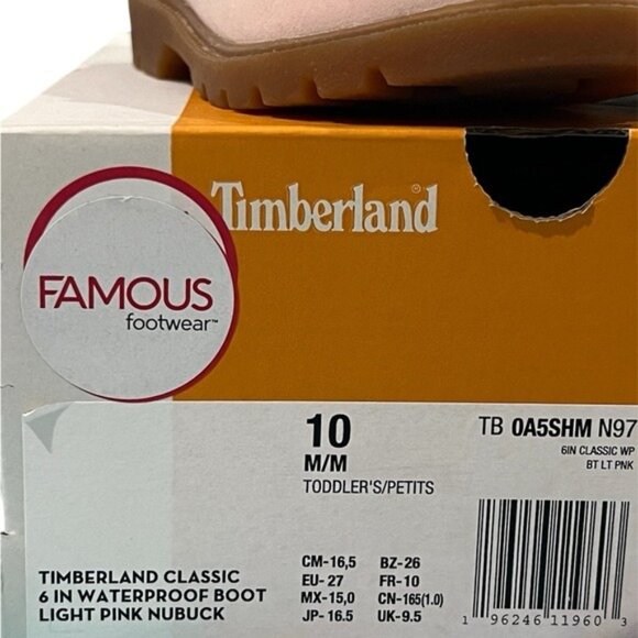 Timberland Classic Pink Nubuck Leather Girls Boots Size 10 With Rubber Sole - Picture 8 of 10